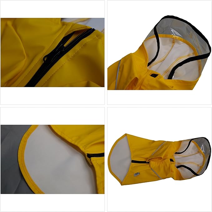 LoveLonglong Premium Waterproof Dog Raincoat with Reflective Safety Features Pet Raincoats for Large Medium Small Dogs Yellow S