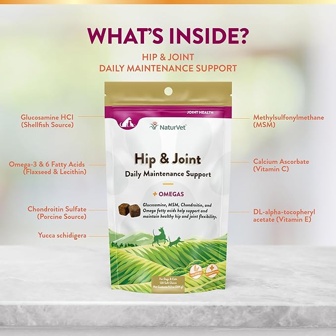 NaturVet Hip & Joint Soft Chew (Bag) 120 ct