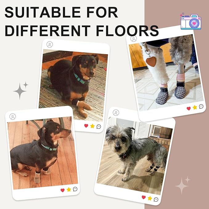 BEAUTYZOO Dog Socks to Prevent Licking Paws -Dog Boots & Paw Protectors with Grippers on Hardwood Floors, Dog Shoes for Hot/Cold Pavement Small Medium Large Senior Dogs Booties