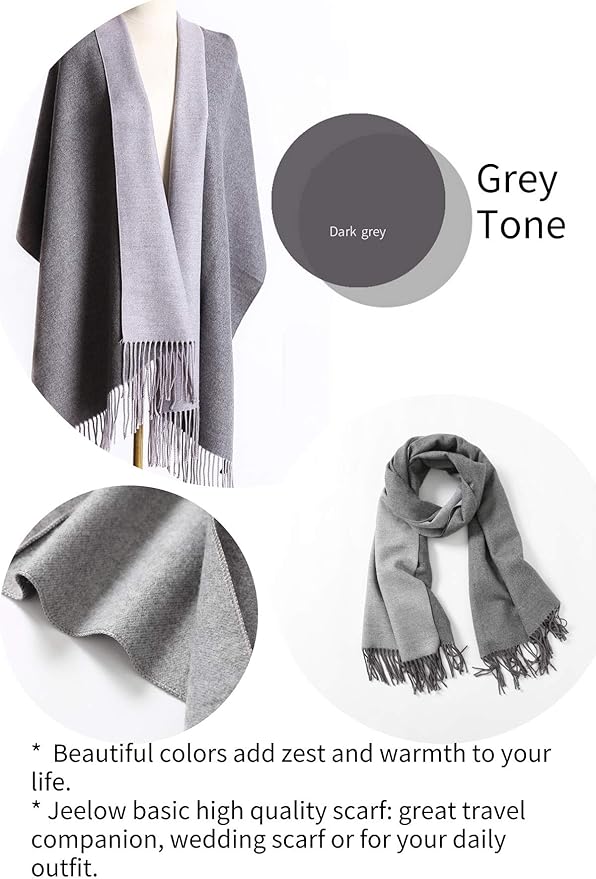 Jeelow Womens Pashmina Shawl Wrap Scarf - Elegant Dressy Evening Poncho Cape for Formal and Wedding Outfits