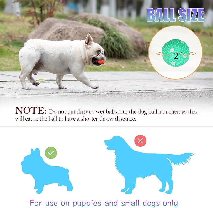 Automatic Ball Launcher for Dogs, Dog Fetch Ball Thrower Launcher, 3 Adjustable Distances, Interactive Pet Self Playing for Small Dogs and Puppies with 10 Balls (2 inches)