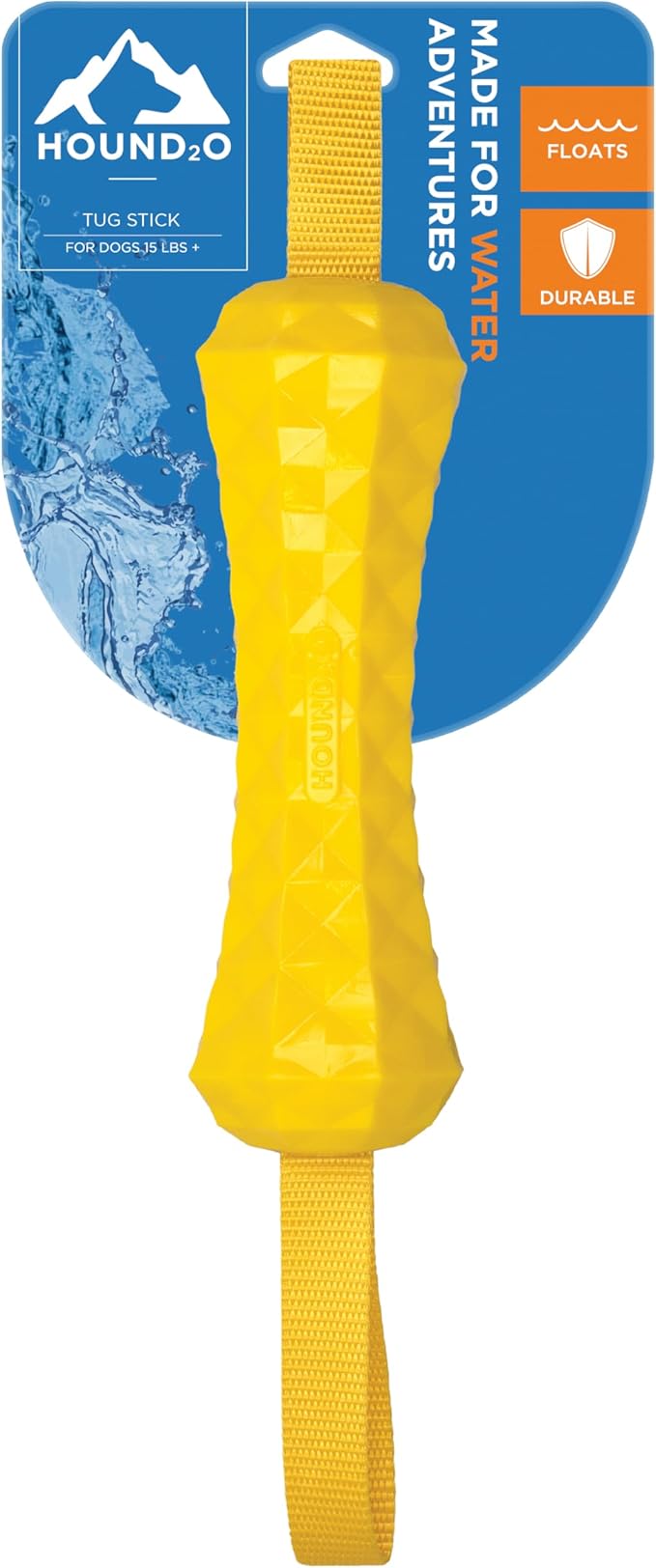 Playology Hound2O Dog Toys | Floating Tug Stick for Tug of War | Yellow Outdoor Toy - Easy to Clean and Made from Non Toxic Materials