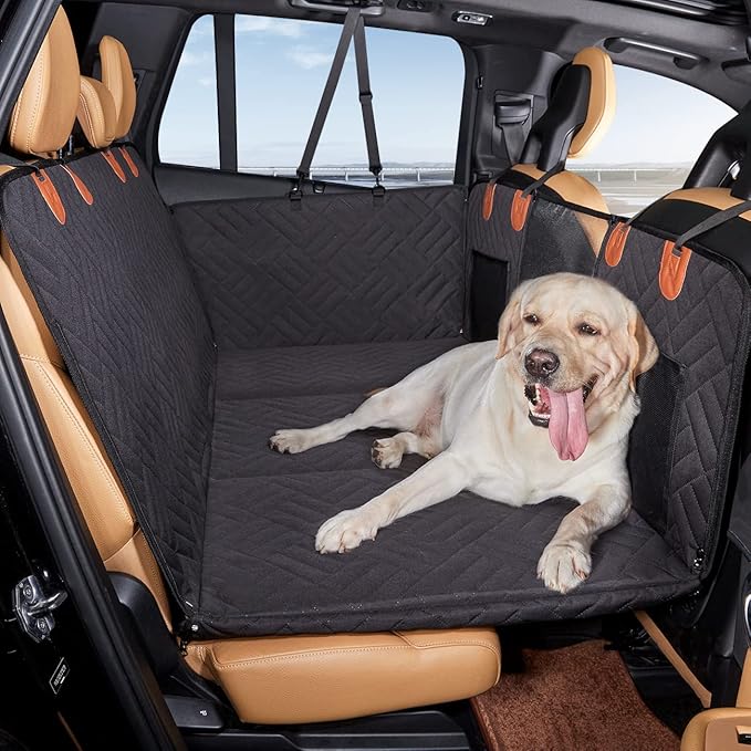YJGF Back Seat Extender,Dog Seat Cover for Back Seat,Hard Bottom Car Seat Cover for Dogs,Dog Hammock for Car,Back Seat Pet Cover for Dogs(Black)