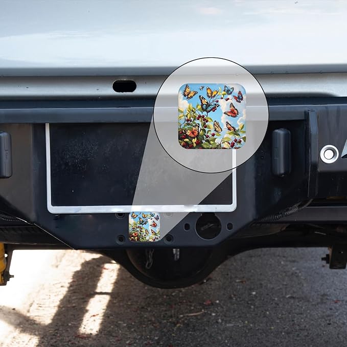 Hitch Cover Fits for 2-Inch Hitch,Butterflies Perching On Branches with Ripe Berries Rubber Trailer Hitch Cover Tube Plug Insert,Car Exterior Accessories, Receiver Tube Hitch Plug
