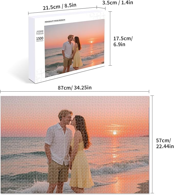 Custom 1500 Piece Photo Puzzle, Personalized Jigsaw from Your Picture, for Family, Couples & Pet Lovers, Anniversary & Wedding Memory Puzzle(1500-vertical)