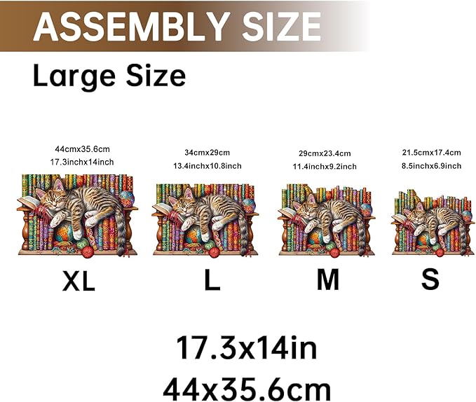 Jigfoxy Wooden Puzzles for Adults, Cat Wood Puzzles Adult, Unique Animal Shape Wooden Jigsaw Puzzles for Adults, Birthday Gifts for Puzzle Lovers, Family, Friend (XL-17.3 * 14in-450pcs)