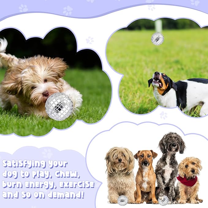 HyDren 2 Pcs Dog Disco Plush Balls, 4 in Squeaky Stuffed with Fluffy Squeaky Toys Pet Interactive Chew Balls for Small and Medium Puppy Dogs Cats