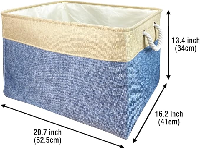 Custom Dog Basket for Toys Collapsible Storage Bin Grey Pink Blue Rectangular Pet Storage Organizer Box with Handles Extra Large Customized Name & Dog Breed