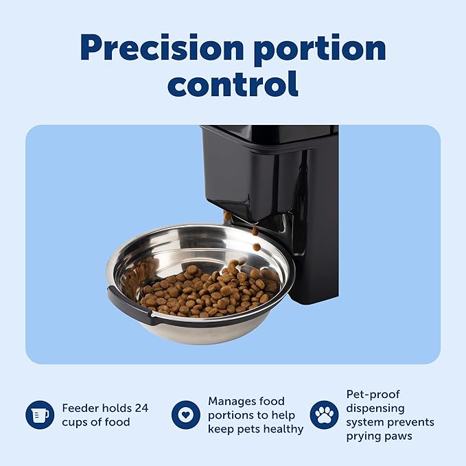 PetSafe Automatic Cat Feeder - Healthy Pet Simply Feed - Automatic Pet Feeder for Cats & Dogs - Timed Pet Feeder with Programmable Portion Control - Holds 24 Cups of Dry or Semi-Moist Dog or Cat Food