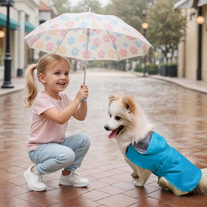 Dog Raincoat Dog Rain Jacket Poncho Waterproof Pet Rain Suit Double Layer Warm Lining Hooded Leash Hole Adjustable for Medium Dogs,Blue,XXXL