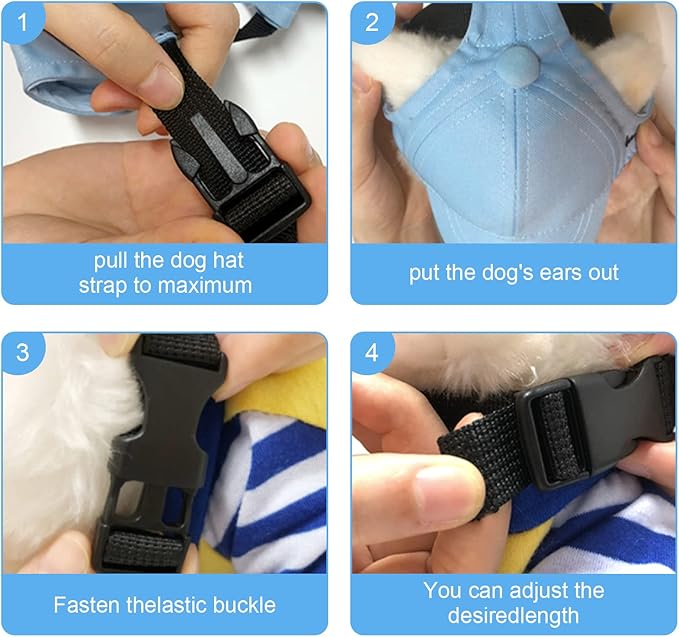 Dogs Baseball Cap Hat Pet Wide Brim Cap Visor Hat Dog Visor Cap Sun Protection Hats Dog Outdoor Breathable Sun Protection Cap with Ear Holes and Adjustable Chin Strap for Dog Doggy Visor Cap Hat Blue