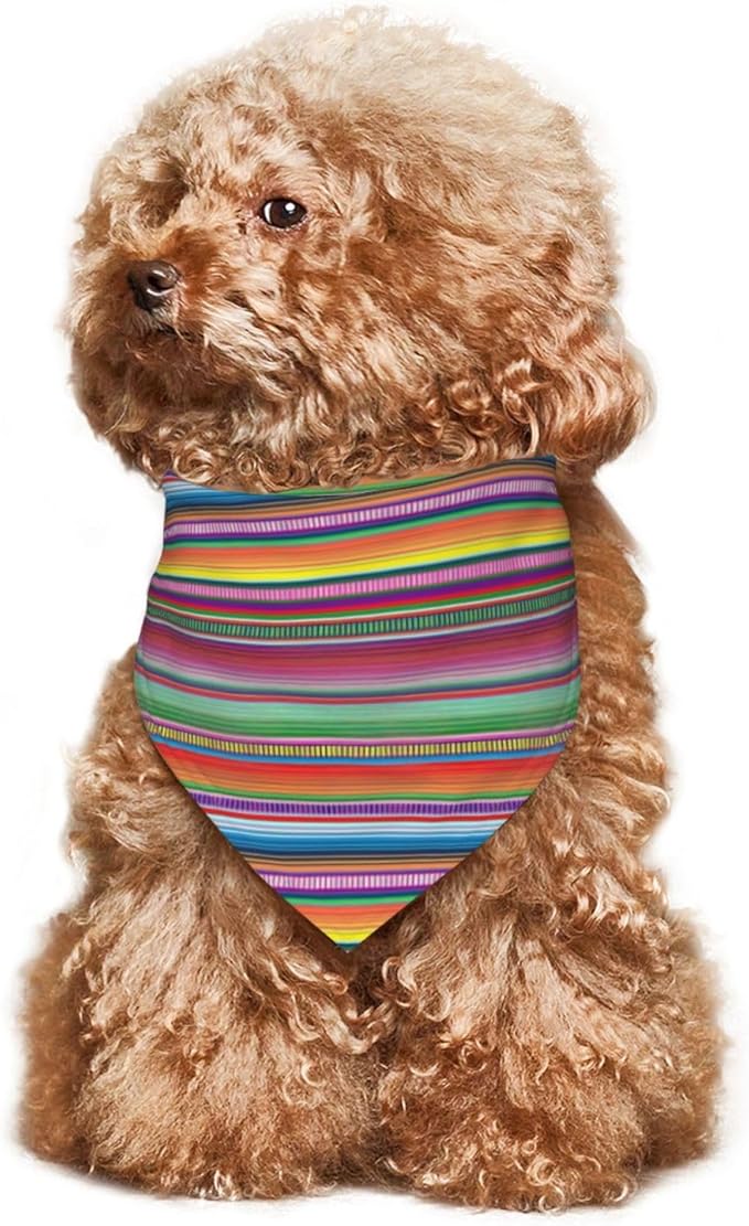 Mexican Serape Color Stripe Dog Bandana Scarf Triangle Bibs Pet Accessories Cat Kerchief