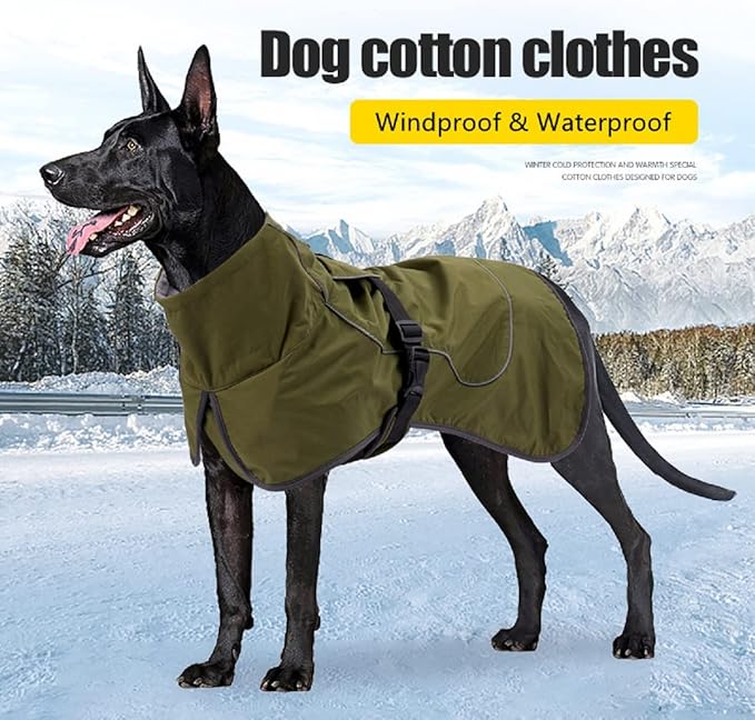 Dog Raincoat - Waterproof Dog Winter Jackets Windproof Coat with Velvet Inner Winter Dog Rain Coat with Reflective Strip,Green XS
