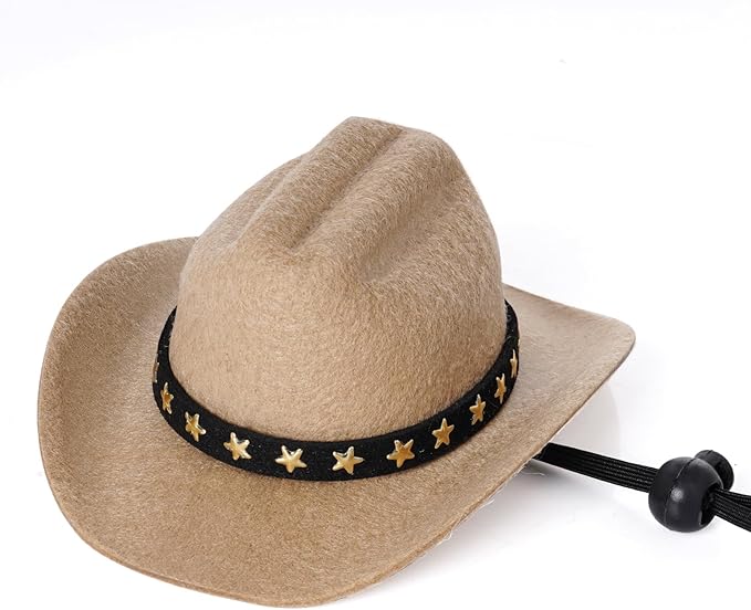 Pet Cowboy Costume Halloween Costumes for Small Pet Dogs Cat Cowboy Hat with Bandana Scarf Set Party Accessories﻿ (Khaki, Small)