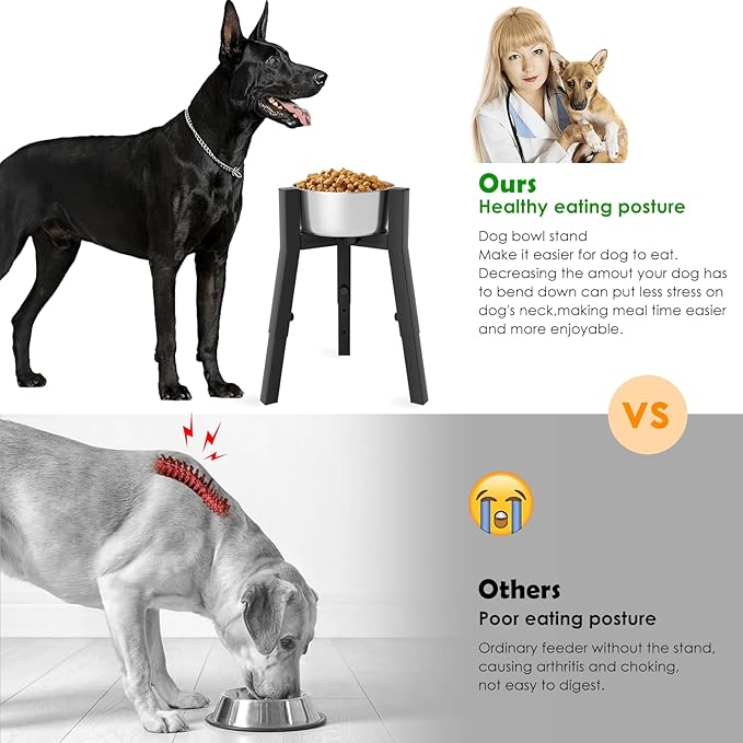 Dog Bowl Stand for Large Dogs, Adjustable Width & Height, Tall Elevated Dog Food Water, Bowl Not Included