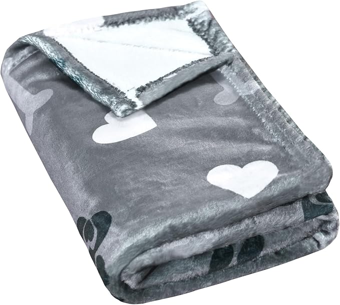 Dog Blanket,Super Soft Fluffy Premium Fleece Pet Puppy Blanket for Large Medium Dog Cat Mat Cover for Bed Couch,Cute Reversible Cow Print, Gray,(41 x 31 Inch)