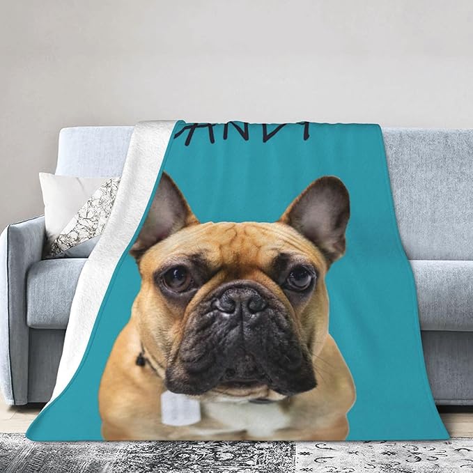 Funnylife Custom Pet Portrait Blankets 40" x 50" Personalized Dog Photo Blanket for Dog Dad & Mom Gifts for Pet Owner