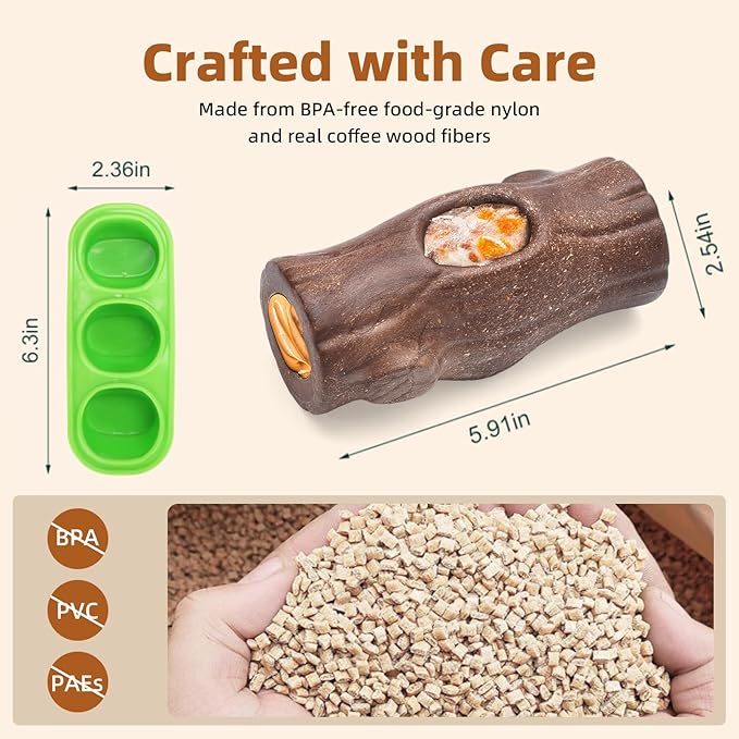 Corn Shape Dog Chew Toy for Small to Medium Dogs – Puppy Teething Toys with Squeaker; Tree Stump Chew Toy for Medium to Large Dogs – Design with Frozen Treat Molds & Peanut Butter Grooves