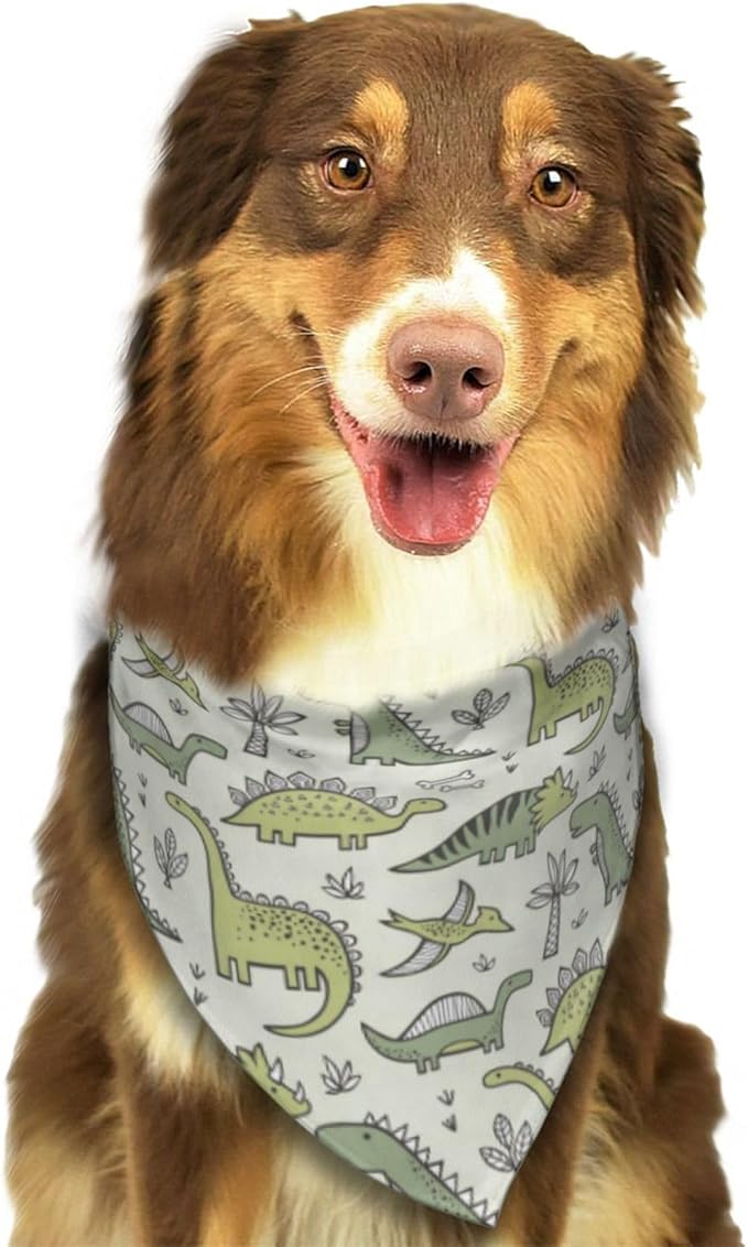 Miniature Dinosaurs Green Bones Dog Bandana Scarf Triangle Bibs Pet Accessories Cat Kerchief