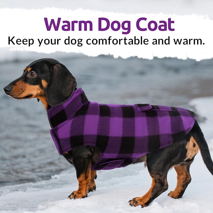 ASENKU Dog Jacket Plaid Reversible Reversible Dog Vest Waterproof Cold Winter Clothes Pet Apparel for Small Medium Large Dogs (2XL, Purple)