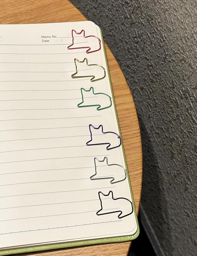 Cute Paper Clips, 60 PCS Cat Shaped Paper Clips Animal Bookmarks Clips, Assorted Colors, Fun Office Gifts for Women Men Coworkers Teachers Students Girls Boys, Christmas Gifts