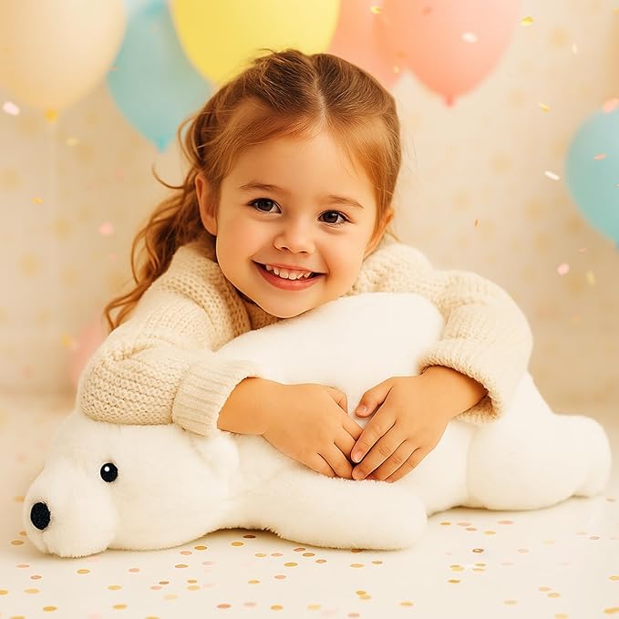 Large Plush Polar Bear Stuffed Animal – 20" Soft White Cuddly Toy for Kids, Toddlers & Polar Bear Lovers – Adorable Sleeping Pillow Buddy for Bedtime, Travel & Gifting