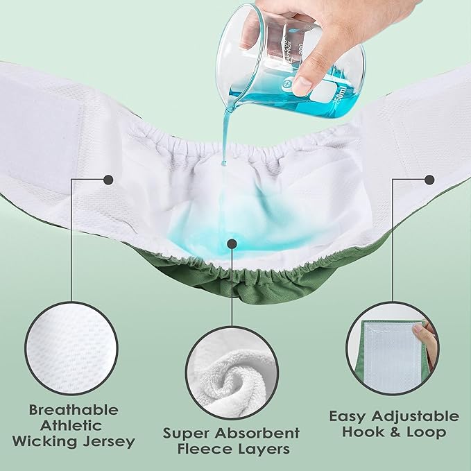 wegreeco Washable Male Dog Belly Band (Stylish Pattern)- Pack of 3 - Male Dog Belly Wrap, Dog Diapers Male (Green Series, Small)