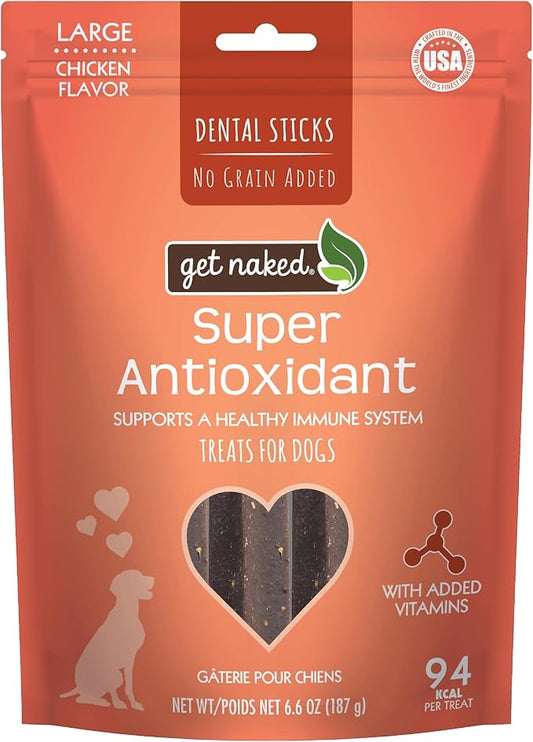 Get Naked Grain Free 1 Pouch 6.6 Oz Super Antioxidant Dental Chew Sticks, Large