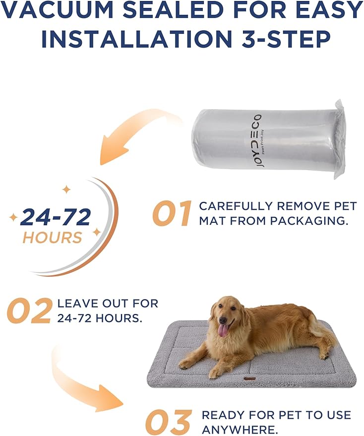 Joydeco Low Profile Dog Crate Mat Reversible Bed Pad, Washable Dog Pad Mat with Ultra Soft Fleece, Compact Design Kennel Beds Mats for Large Medium Small Pets, 35" x 23" Dark Gray