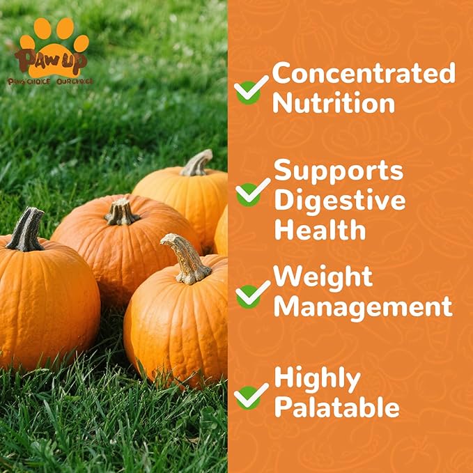 PAWUP Freeze-Dried Pumpkin Treats for Dogs & Cats – High Fiber, Single Ingredient Natural Snacks for Digestion & Gut Health, Healthy Food Toppers, 1.58 oz