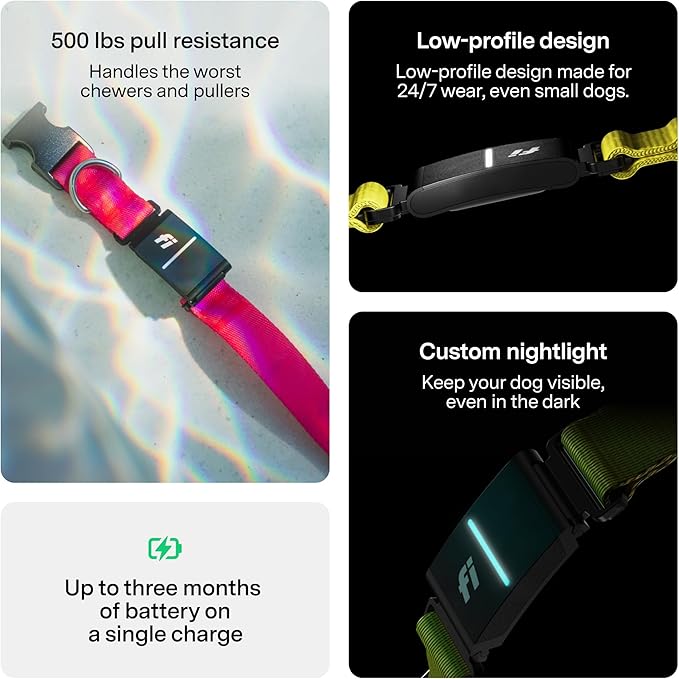 New Fi Series 3+ Smart Dog Collar - GPS Dog Tracker and Activity & New Fitness Monitor, Waterproof, LED Light, Escape Alerts, Nationwide Coverage [Free 6 Month Membership] (Blue, Small)