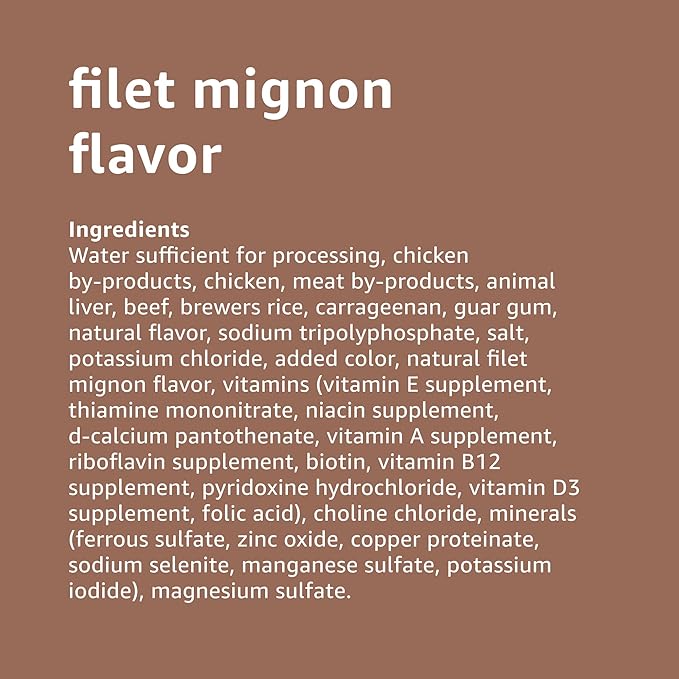 Amazon Basics Chopped Ground Dinner Wet Dog Food Variety Pack, Filet Mignon Flavor and with Beef, Made with Natural Ingredients, 13.2oz Cans (Pack of 12)