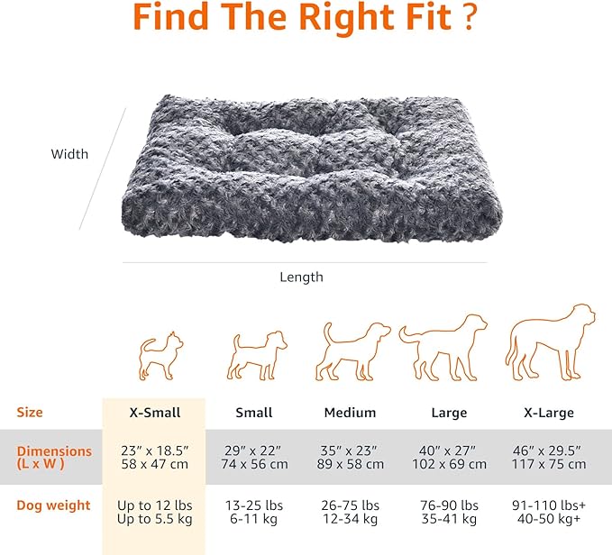 Amazon Basics Cat and Dog Bed and Crate Pad, Machine Washable, Indoor, 23 x 18 x 2.5 inches, Gray