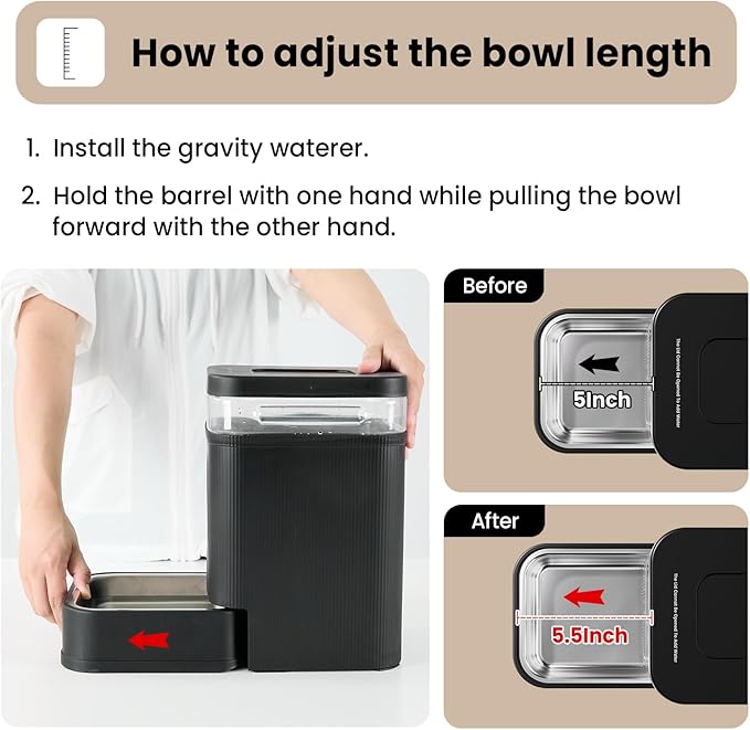 Gardner Pet Automatic Dog Water Dispenser Gravity Waterer with Stainless Steel Bowl Water Dispenser 8.5L Large Capacity Water Feeder with Filters for Dogs Cats Pets, BPA-Free Noise-Free (Brown, 8.5L)