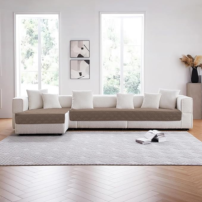 PrinceDeco Waterproof Couch Cover for Dogs Washable Dog Blanket for Bed Couch Sofa Outdoor Bed Cover with Non-Slip Back(32x74 Inch,Taupe)