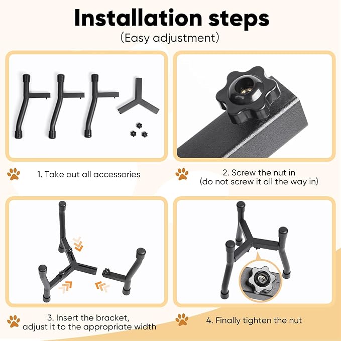 Elevated Dog Bowls [ 2 Pack ], Adjustable Metal Raised Raised Dog Bowl Stand for Medium & Large Dogs, Adjustable Wide 6.3"-10.2",3 Height Adjustment(Bowl Not Included)