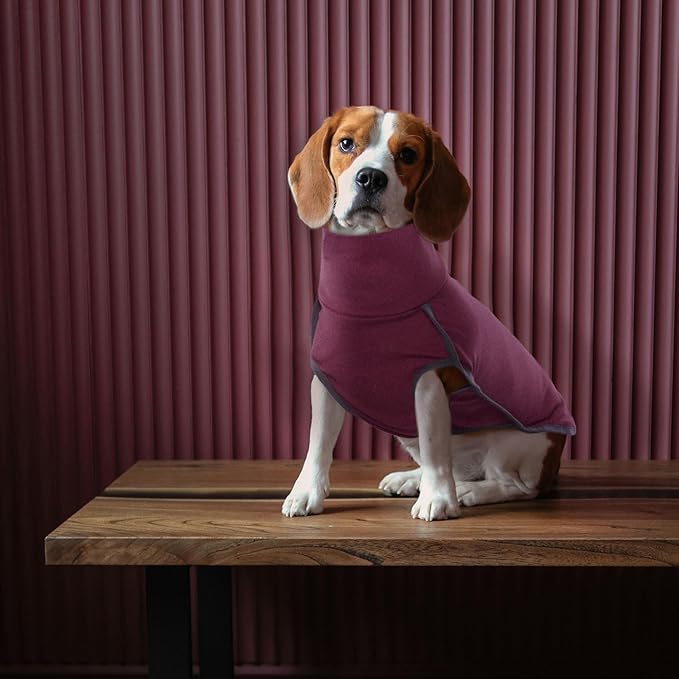 ROZKITCH Turtleneck Dog Pajamas for Large Dogs, Pet Windproof Warm Cold Weather Jacket Vest Cozy Jumpsuit Apparel Outfit Clothes for Walking Hiking Travel Sleep Red 3XL