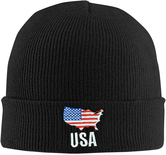Fish Embroidery Beanie Hat Winter Warm Knit Cuffed Skull Cap for Women Men