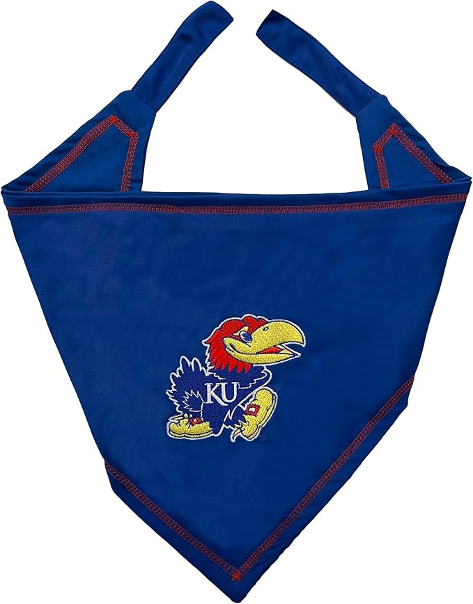 Pets First NCAA Kansas Jayhawks TIE Bandana, Size Large/X-Large. Dog Bandana Scarf Bib for Pet Cat Dog. The Ultimate Game-Day, Party Bandana