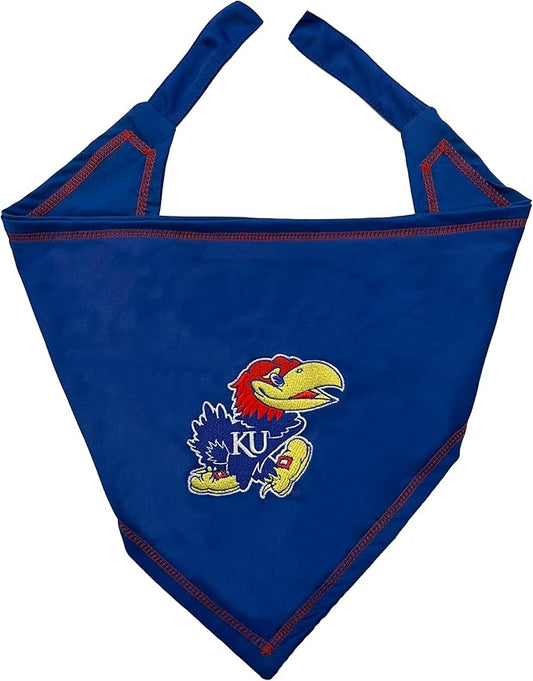 Pets First NCAA Kansas Jayhawks TIE Bandana, Size Large/X-Large. Dog Bandana Scarf Bib for Pet Cat Dog. The Ultimate Game-Day, Party Bandana