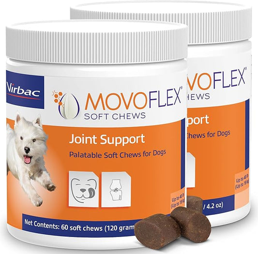 MOVOFLEX Joint Support Supplement for Dogs - Hip and Joint Support - Dog Joint Supplement - Hip and Joint Supplement Dogs - 120 Soft Chews for Small Dogs (By Virbac)