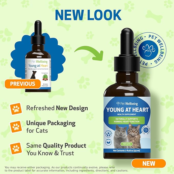 Pet Wellbeing Young at Heart for Cats - Senior Feline Heart Health Support, Cardiovascular Wellness & Vitality - NASC Certified & Vet-Formulated - 2 oz Liquid Formula