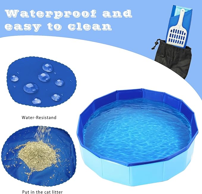 Portable Travel Litter Box for Cats with Scoop & Storage Bag – Foldable, Waterproof, Lightweight Cat Litter Tray for Car, Airplane, Camping, Indoor & Outdoor Use, 19.7" Diameter