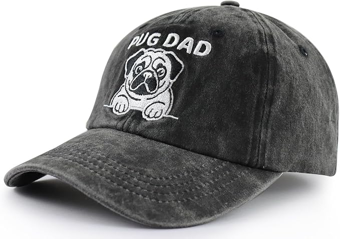 Dog Lover Hat for Men Women, Funny Adjustable Embroidered Cotton Pug Mom and Dad Baseball Cap
