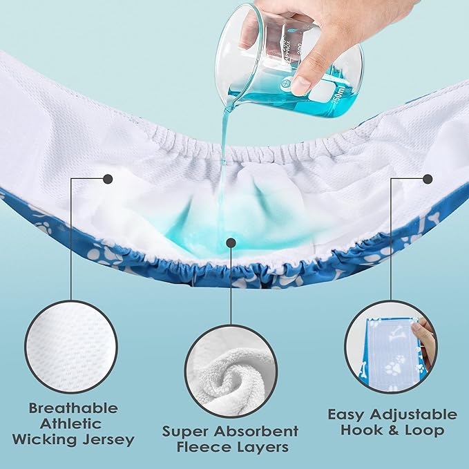 Wegreeco Washable Male Dog Belly Band - Pack of 3 - Washable Male Dog Belly Wrap, Large Doggie Diapers for Doggy Puppy (Bone, Large)