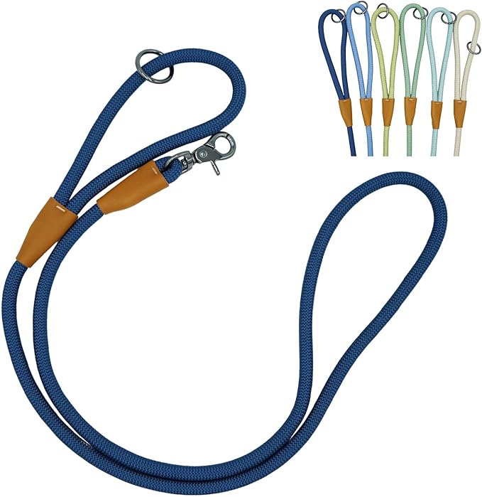 5FT Nylon Rope Dog Leash, Short Leash for Training Small Medium Large Dogs (Navy Blue, 5FTx10MM)