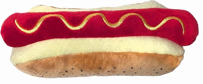 Huxley & Kent Funny Dog Toy w/Squeaker – Power Plush Squeaky Dog Toys for Small, Medium & Large Dogs – Soft Stuffed Animal for Indoor Play & Fetch - Haute Dog, Small