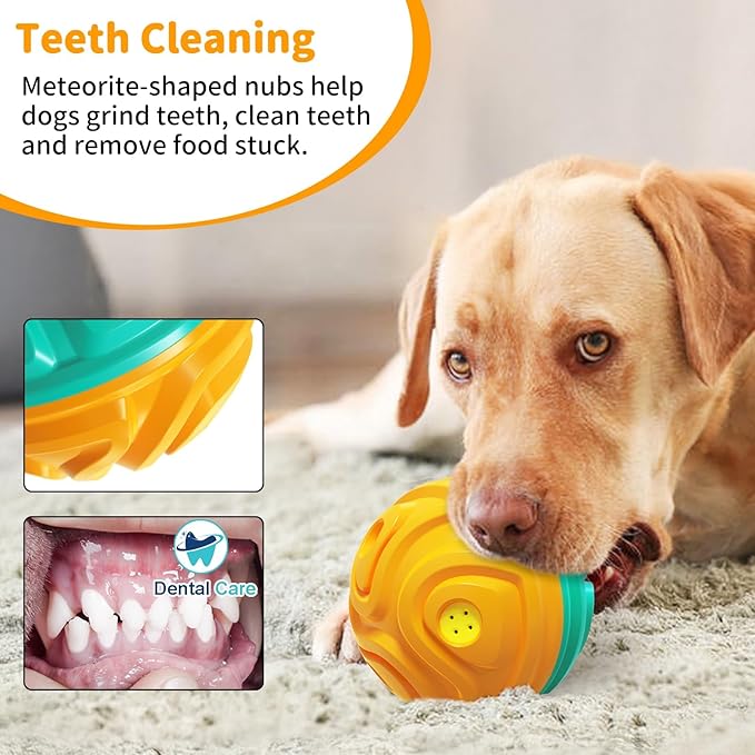 Dog Ball for Aggressive Chewers - Interactive Dog Toy Giggle Balls Fun Squeaky Sound to Keep Them Busy, Durable for Small Medium Large Breeds, Rubber Chew Toys, As Seen on TV, Orange & Blue