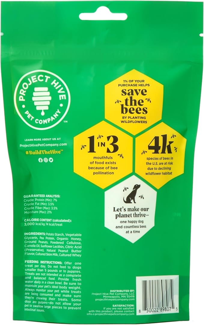 Dental Treats for Dogs Ñ Healthy, Non-GMO Project Verified, Natural Peanut Butter Flavored, Natural, Vegetarian Chews, Made in The USA (Chew Sticks, Large Breeds)