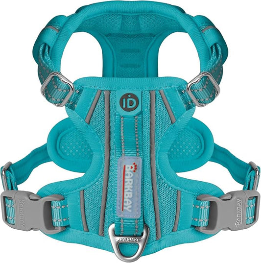 BARKBAY Dog Harness No Pull with ID Tag Pocket - Heavy Duty, Reflective, Easy Control for Large Dogs(Ocean Blue,XS)